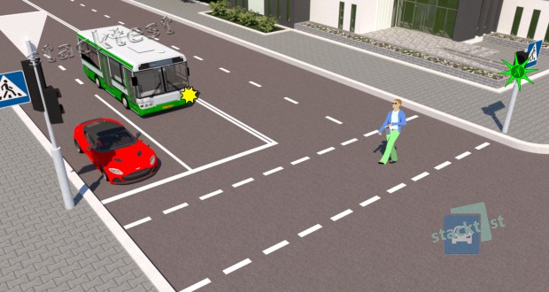 Как должен поступить пешеход, если при переходе проезжей части дороги на пешеходном светофоре начал мигать зелёный сигнал?