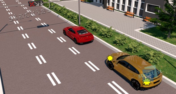 Разрешается ли выполнить обгон водителю жёлтого автомобиля в показанной ситуации?