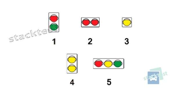 Какой из показанных светофоров применяется для регулирования движения через железнодорожные переезды?