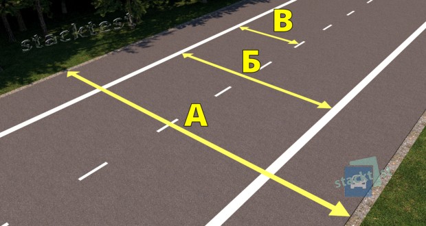 Укажите правильное обозначение ширины проезжей части дороги, изображённой на рисунке, если обочина имеет асфальтобетонное покрытие: