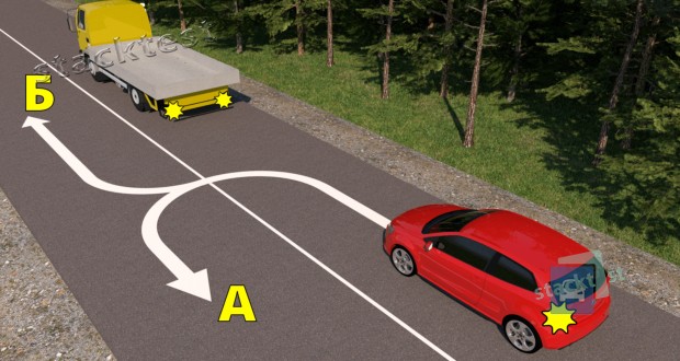 В каком случае водитель красного легкового автомобиля не нарушит Правила дорожного движения?