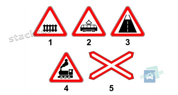 Какой из показанных дорожных знаков информирует водителя о приближении к железнодорожному переезду, не оборудованному шлагбаумом?