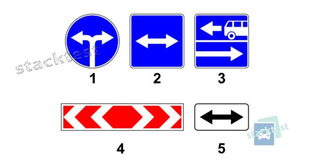 Какой из показанных на рисунке дорожных знаков применяется для информирования водителей о направлении движения на Т-образном перекрёстке, разветвлении дорог?