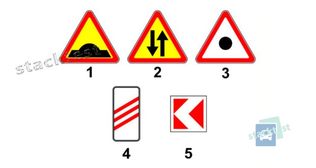 Какой из показанных на рисунке дорожных знаков устанавливается в пределах опасного участка дороги или непосредственно перед ним?