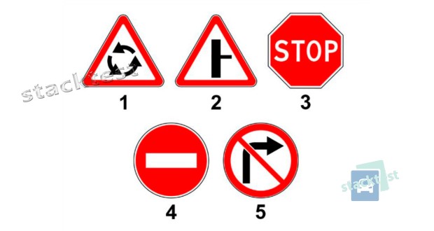 Какие из показанных на рисунке дорожных знаков устанавливают очерёдность проезда перекрёстков, пересечений отдельных проезжих частей дорог, движение на которых не регулируется сигналами регулировщика или светофора?
