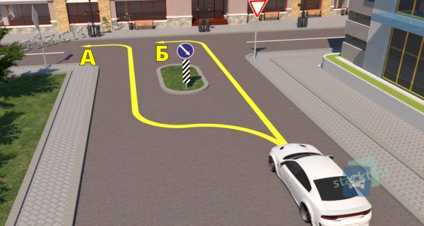 По какой из показанных на рисунке траекторий водителю белого автомобиля разрешено повернуть налево?