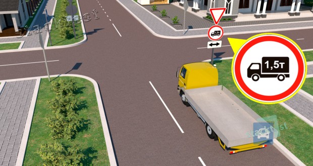 В каких направлениях разрешено продолжить движение водителю грузового автомобиля с фактической массой 3.4 тонны?