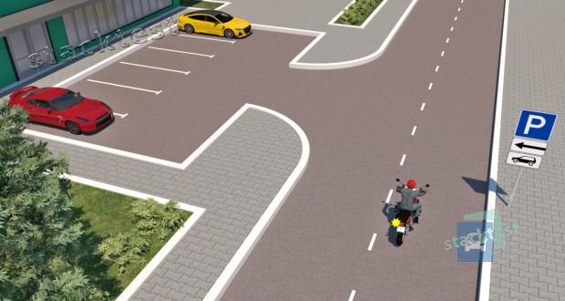 Разрешается ли водителю поставить мотоцикл на стоянку слева от дороги в показанной ситуации?