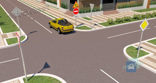 Нарушает ли водитель легкового автомобиля Правила дорожного движения, проезжая перекрёсток в прямом направлении в показанной ситуации?