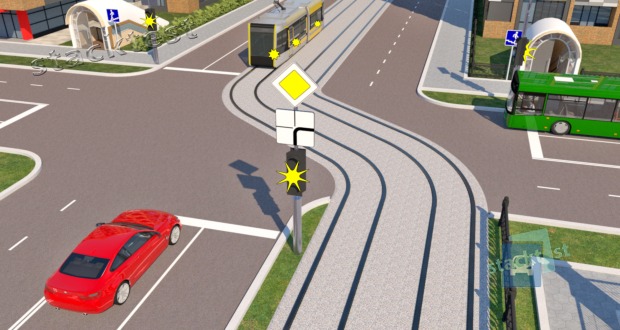 На светофоре включён жёлтый мигающий сигнал. В сложившейся обстановке водитель легкового автомобиля при движении прямо: