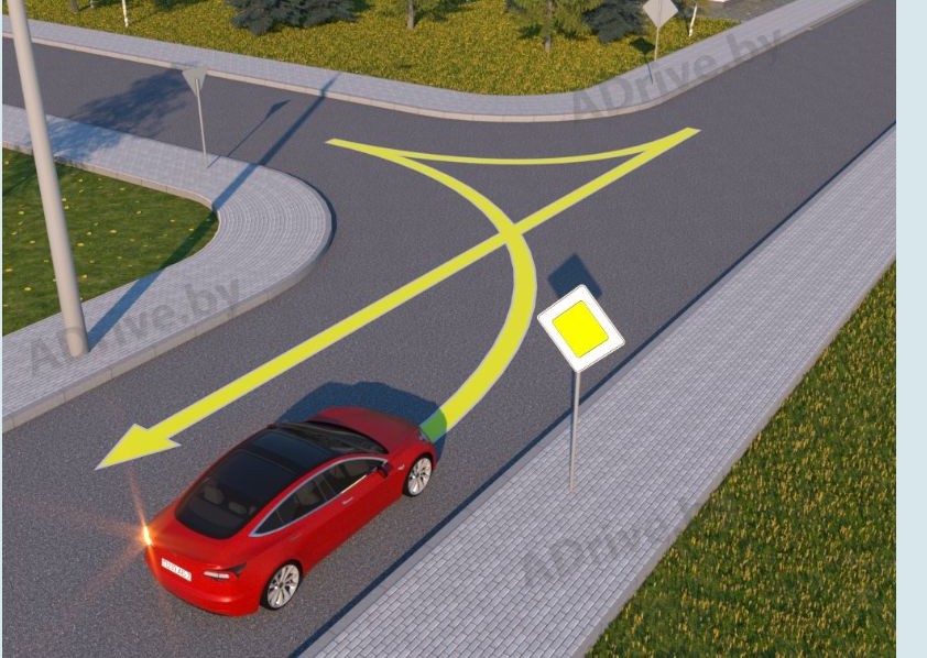 Нарушит ли Правила дорожного движения водитель красного автомобиля, выполнив разворот, как показано на рисунке?