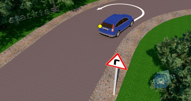 Разрешается ли водителю синего автомобиля выполнить разворот в показанном на рисунке месте, если видимость в направлении движения составляет менее 100 метров?