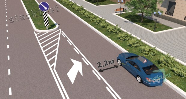Нарушил ли водитель синего автомобиля Правила дорожного движения, совершив остановку в показанном месте?