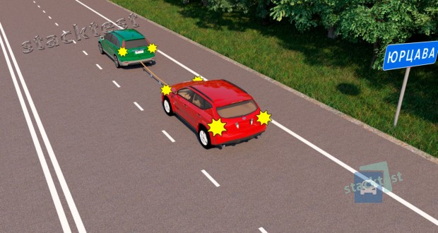 С какой максимальной скоростью разрешается движение автомобилей при буксировке в показанной ситуации
