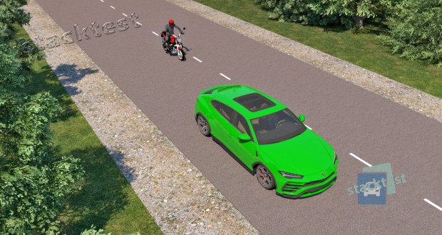 Разрешается ли мотоциклисту совершить обгон легкового автомобиля, движущегося со скоростью 90 км/ч, на данном участке дороги?