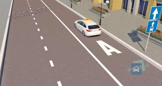 Нарушает ли Правила дорожного движения водитель автомобиля-такси, приводимого в движение дви гателем внутреннего сгорания, двигаясь по данной полосе?