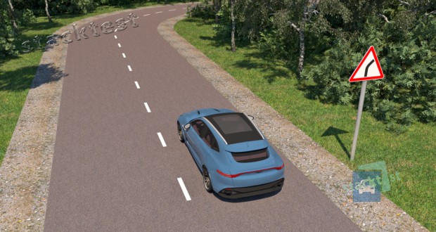 Разрешается ли водителю легкового автомобиля остановиться на повороте дороги, обозначенном таким дорожным знаком, если видимость дороги в обоих направлениях составляет более 100 метров?
