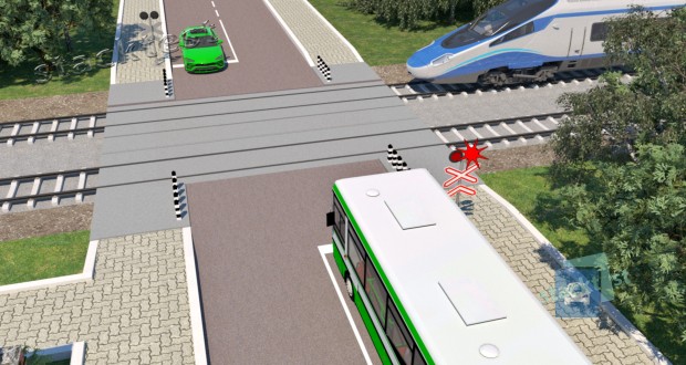 Кто из водителей остановился перед железнодорожным переездом в соответствии с Правилами дорожного движения в показанной ситуации?