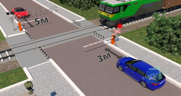 Нарушили ли Правила дорожного движения водител и автомобилей, остановившись перед железнодорожным переездом так, как показано на рисунке?