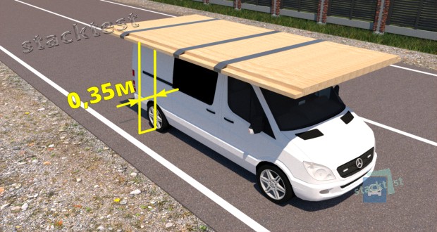 Нарушает ли водитель Правила дорожного движения, перевозя таким образом груз на багажнике сверху, если ширина транспортного средства с грузом не превышает 2.55 м?