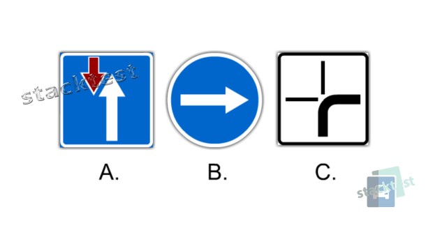 Какой знак указывает на обязательное направление движения на перекрестке?