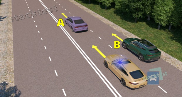 Как должен действовать водитель легкового автомобиля А?