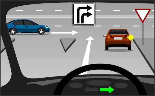 Разрешается ли мне подъехать к стоящему впереди автомобилю для выполнения поворота направо?