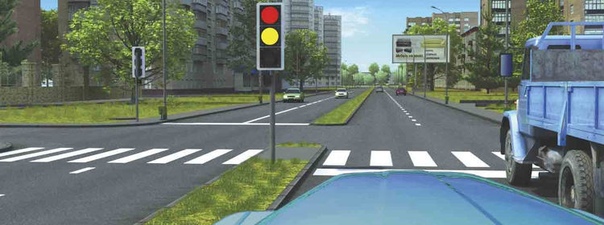 При включении зеленого сигнала светофора Вам следует: