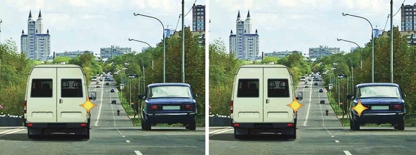 Двигаясь по левой полосе, водитель намерен перестроиться на правую. На каком из рисунков показана ситуация, в которой он обязан уступить дорогу?