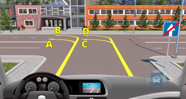 По какой траектории Вам разрешается выполнить поворот налево?