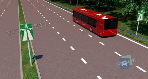 З якою максимальною швидкістю дозволено рух червоному автобусу на автомагістралі?