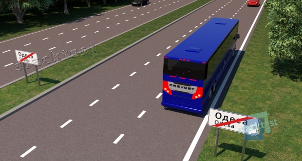 З якою максимальною швидкістю дозволено рух синього автобуса?