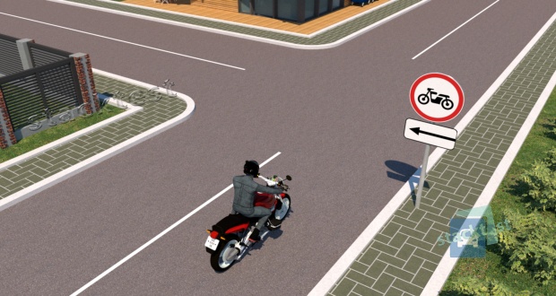 Разрешено ли водителю мотоцикла повернуть налево, если он там проживает?