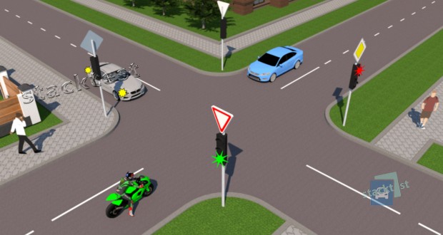 Проїжджаючи дане перехрестя, водії повинні керуватися: