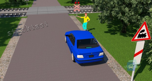 Разрешено ли водителю синего автомобиля остановиться в данном месте?
