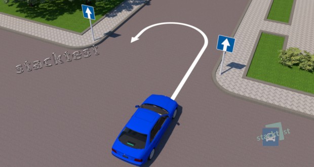 Чи дозволено водієві синього автомобіля виконати розворот, як показано на малюнку?