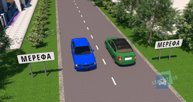 Кому из водителей разрешено поставить свое транспортное средство на левой стороне дороги, после проезда этих дорожных знаков?