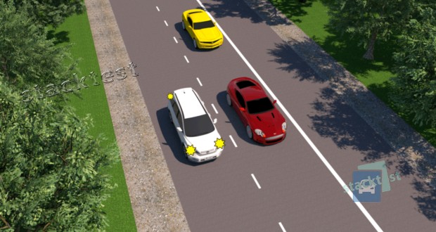 Чи дозволено водієві жовтого автомобіля виїхати на смугу зустрічного руху?