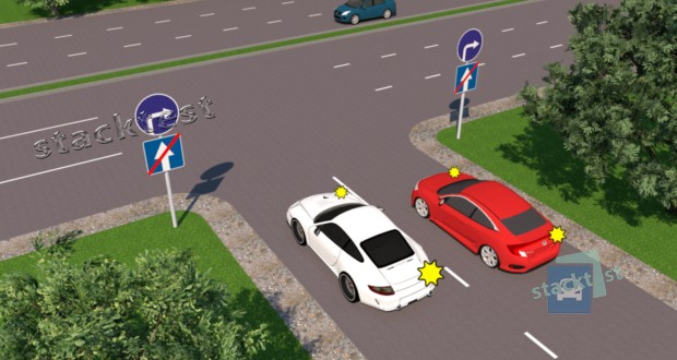 Чи дозволено буде водієві білого автомобіля виконати поворот праворуч?
