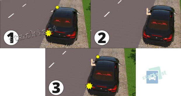 На якому малюнку водій правильно подав сигнал про початок руху?
