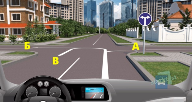 В каком из направлений разрешено движение легкового автомобиля в представленной ситуации?
