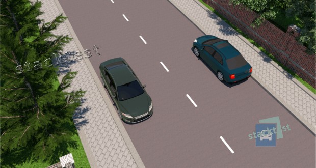 Чи дозволена зупинка транспортних засобів один навпроти одного, як показано на малюнку?
