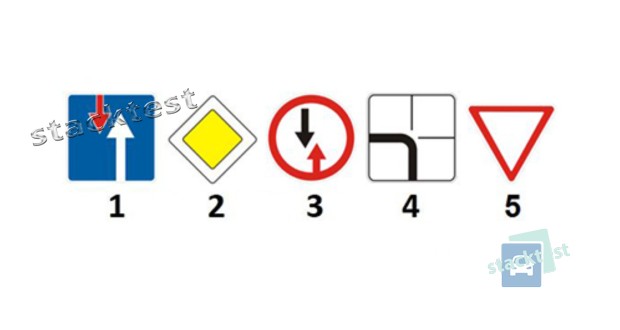 Какой из представленных дорожных знаков предоставляет преимущественное право проезда узкого участка дороги водителю встречного транспортного средства?