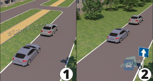 На якому з малюнків транспортні засоби поставлені правильно на дорогах у населених пунктах?