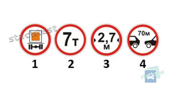 Какой из представленных дорожных знаков запрещает движение транспортных средств, масса которых превышает 7 т?