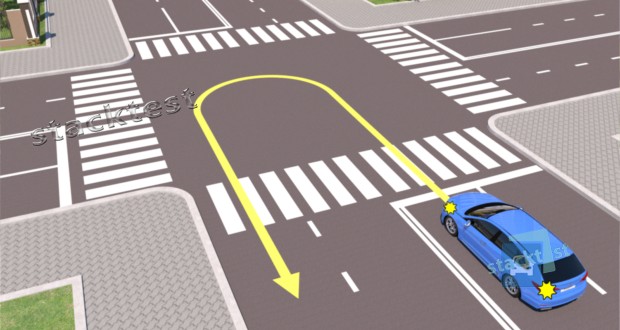 Разрешено ли водителю выполнить разворот на перекрестке, как показано на рисунке?