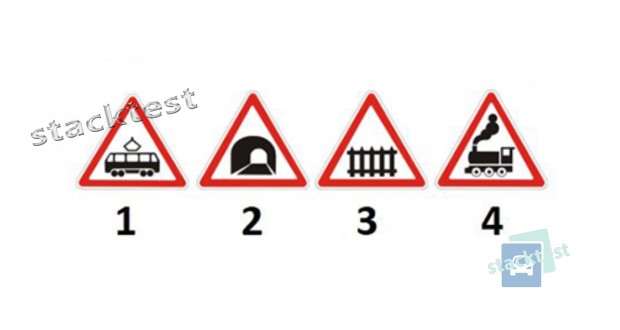 Какой из представленных дорожных знаков устанавливается перед железнодорожным переездом без шлагбаума?