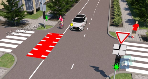 Должен ли водитель автомобиля уступить дорогу велосипедисту в данной ситуации?