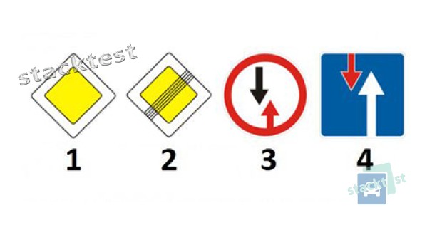 Який із зображених дорожніх знаків скасовує право першочергового проїзду нерегульованих перехресть?