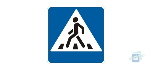Які вимоги діють на пішохідному переході, позначеному цим знаком?